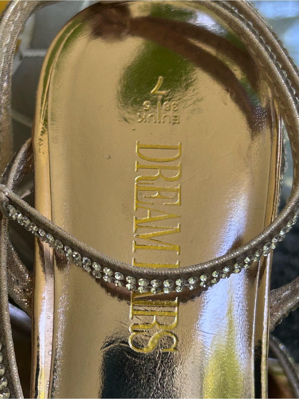 Dream Pairs Rhinestone Block Heel Sandals/Champagne Gold/Dressy Heels. - Picture 4 of 7